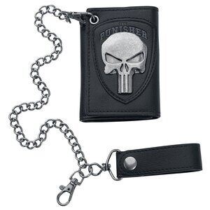 9512 Marvel The Punisher Skull Logo Biker Chain Wallet,Black,One Size